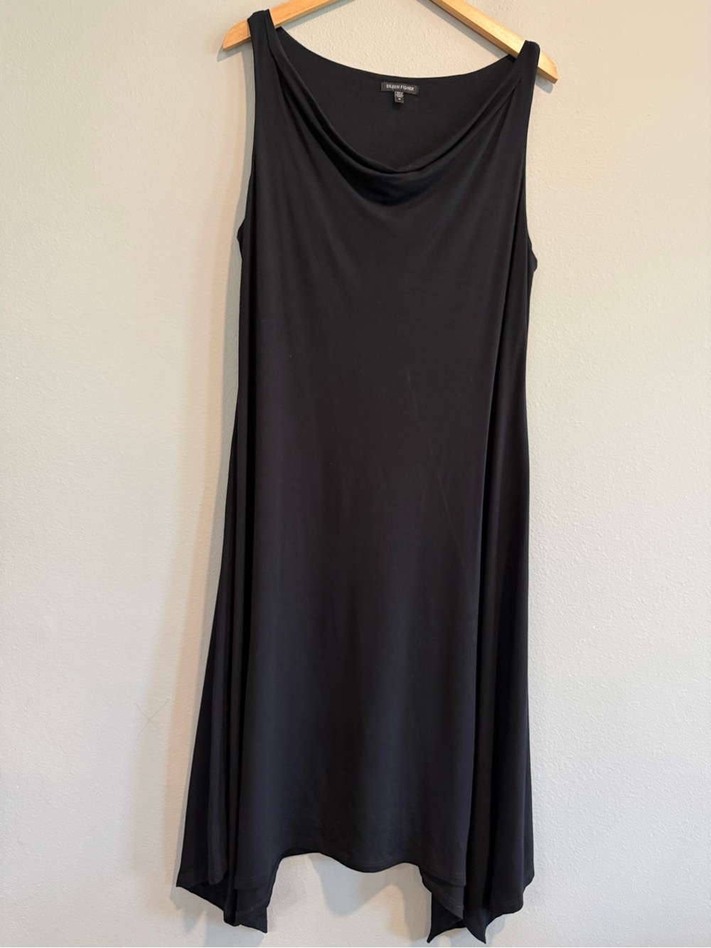Eileen Fisher Asymmetrical Sleeveless Cowl-Neck Dress Stretch Comfy Minimalist M
